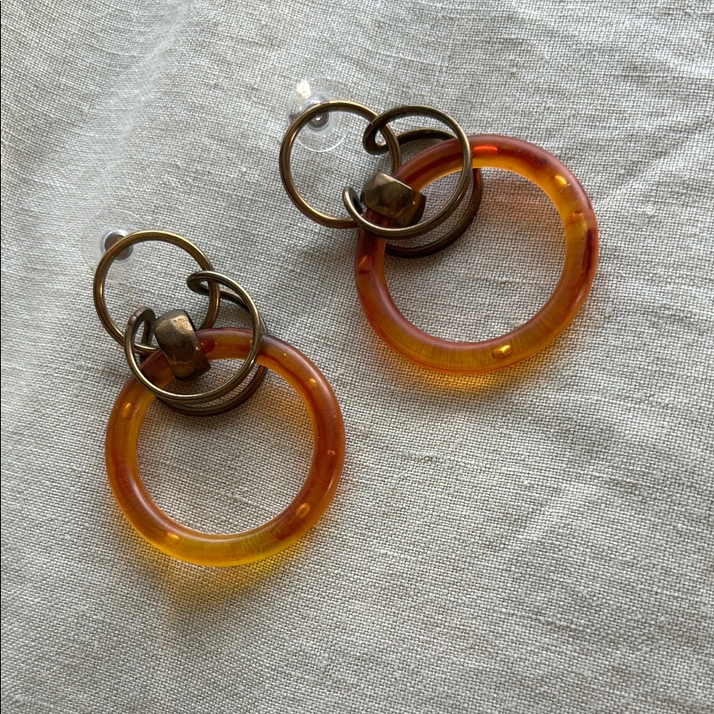 Elegant Gold and Brown Hoop Earrings